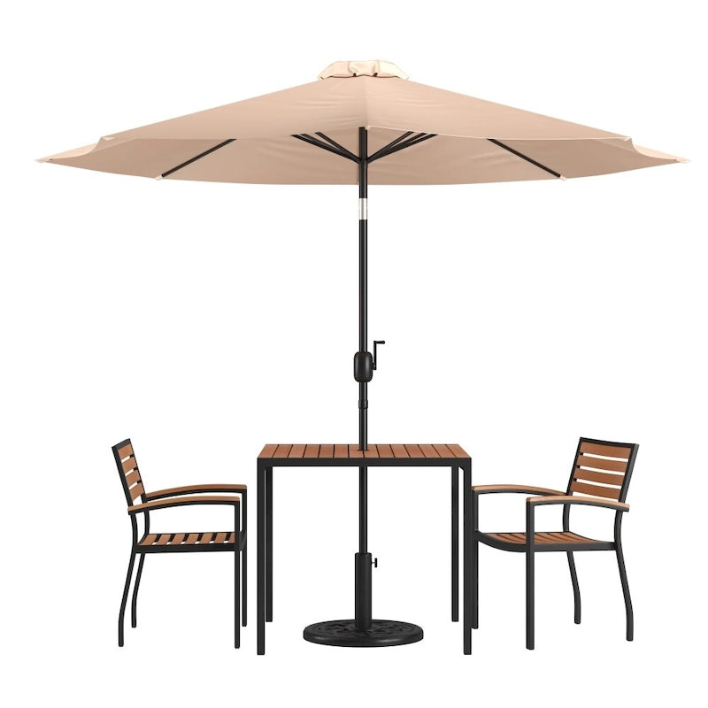Ensemble de patio avec table de 35, 2 chaises et parasol avec base - 35.25L x 35.25P x 29.5H