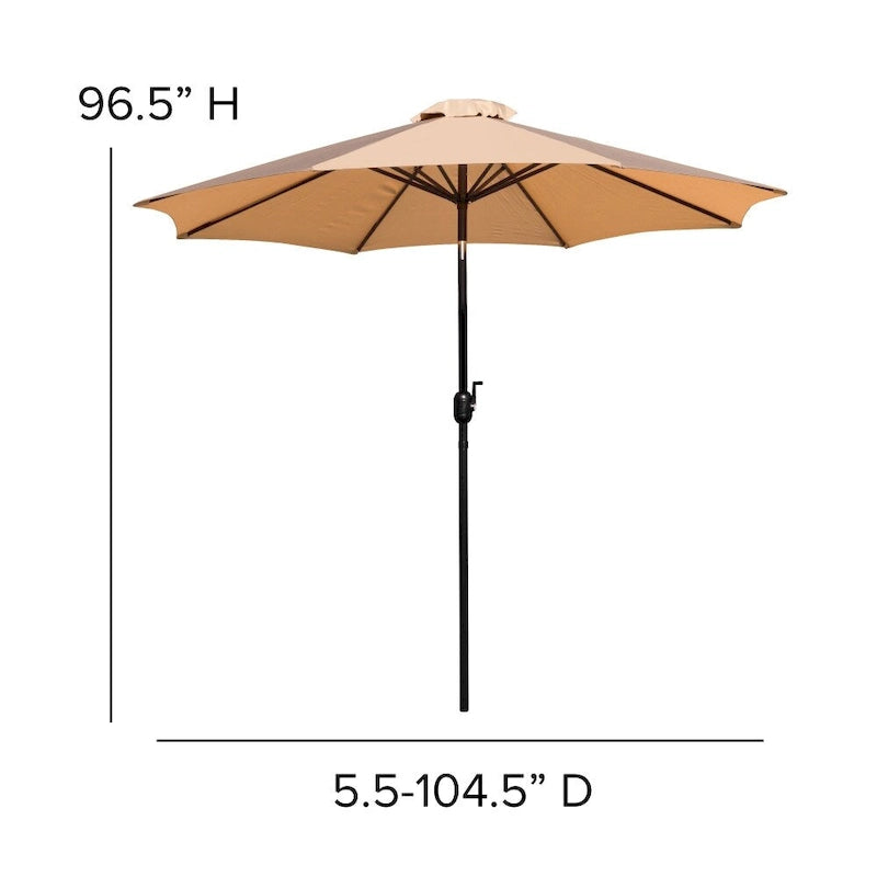 Ensemble de patio avec table de 35, 2 chaises et parasol avec base - 35.25L x 35.25P x 29.5H