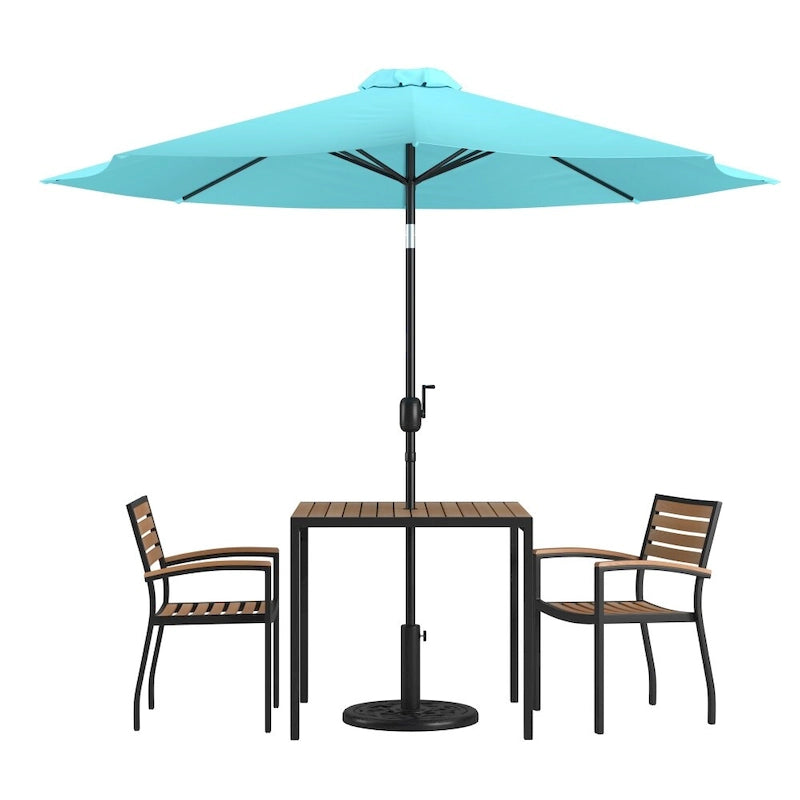 Ensemble de patio avec table de 35, 2 chaises et parasol avec base - 35.25L x 35.25P x 29.5H