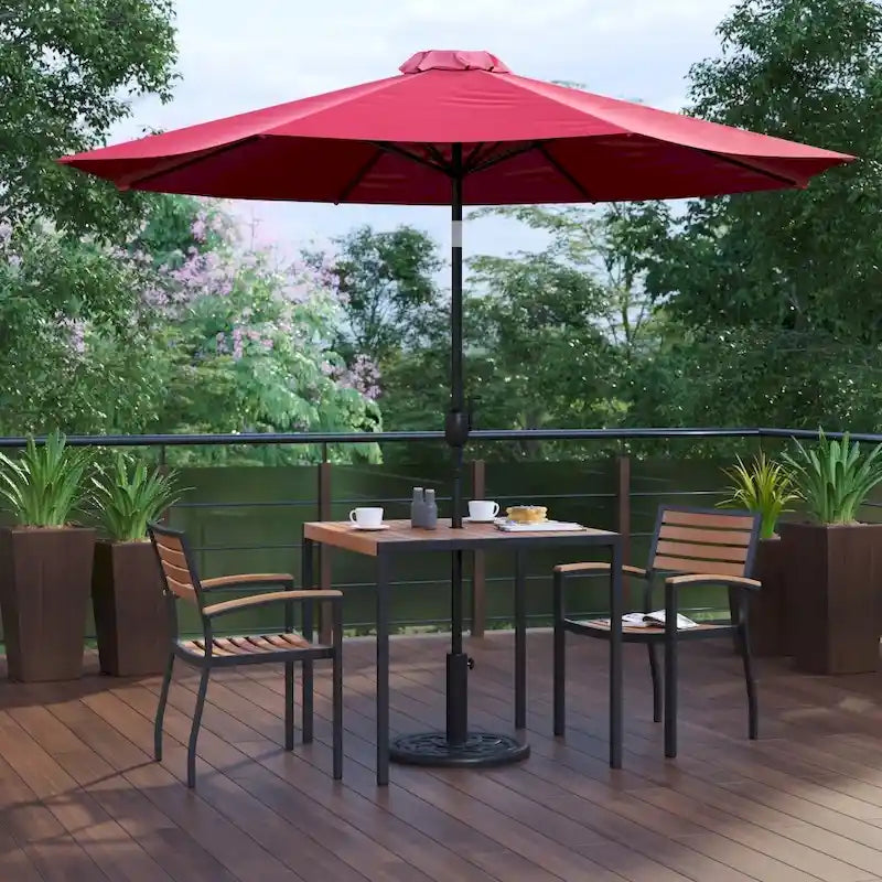 Ensemble de patio avec table de 35, 2 chaises et parasol avec base - 35.25L x 35.25P x 29.5H