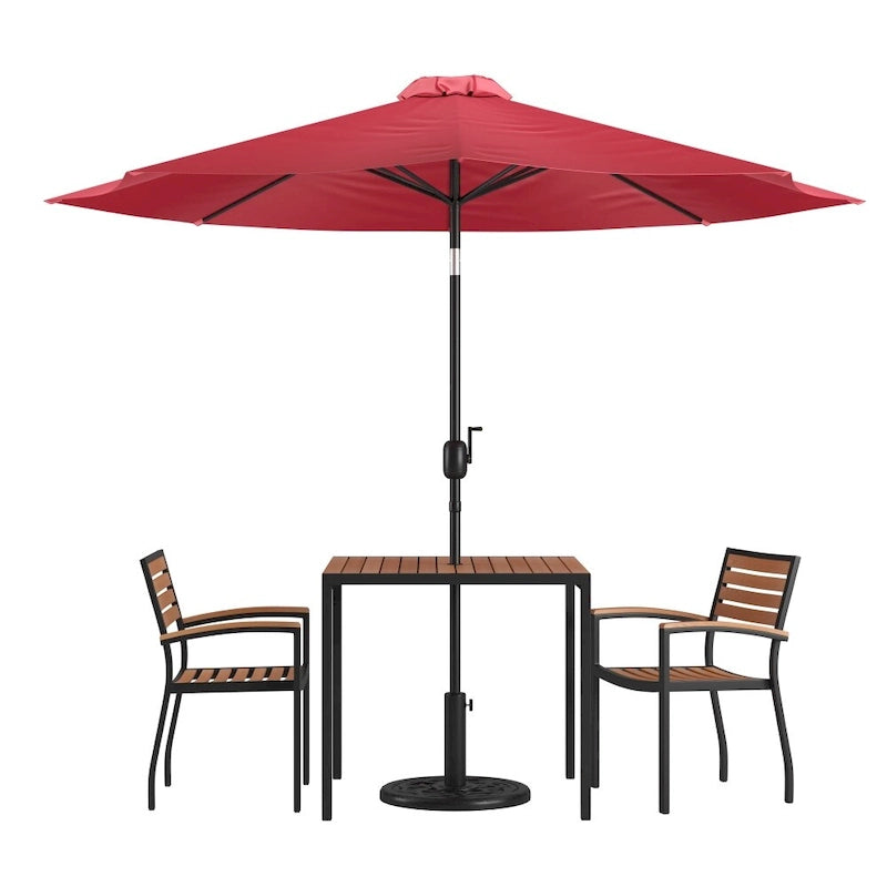 Ensemble de patio avec table de 35, 2 chaises et parasol avec base - 35.25L x 35.25P x 29.5H