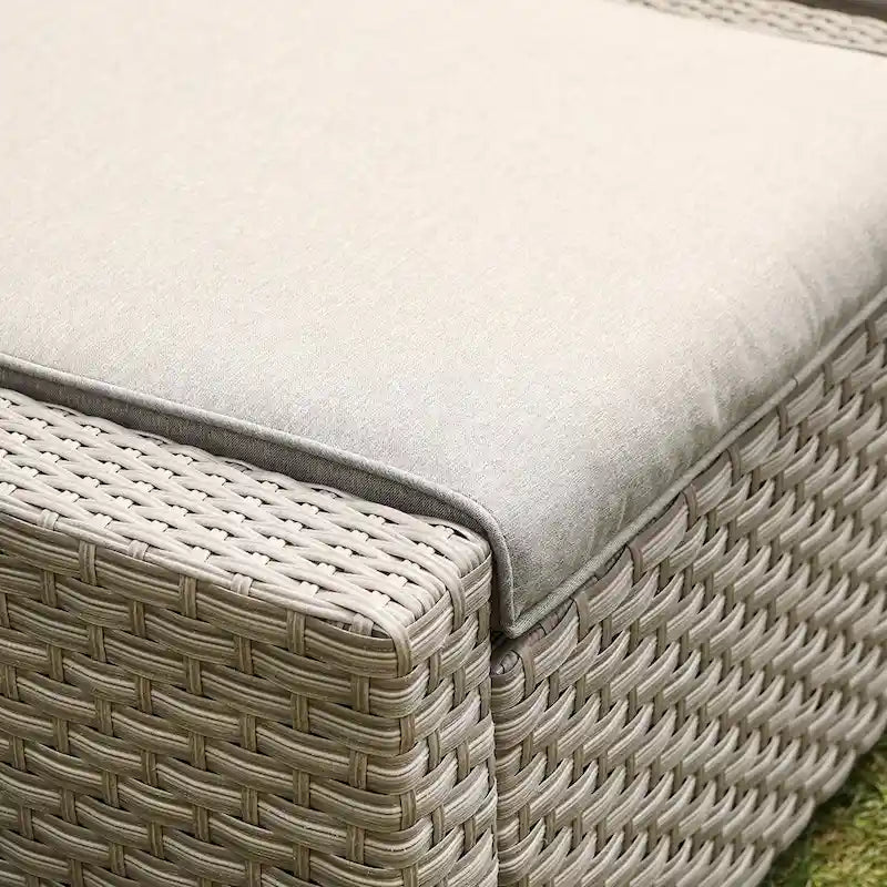 COSIEST Ottomans d'extérieur en osier avec table d'appoint - Lot de 2