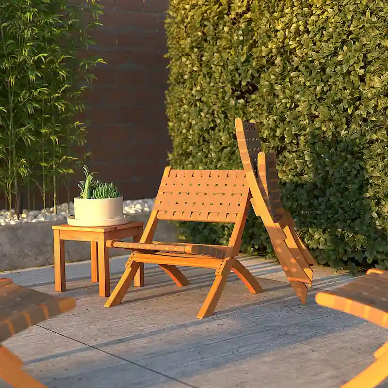 Chaise pliante d'intérieur/extérieur Sava en sangle marron