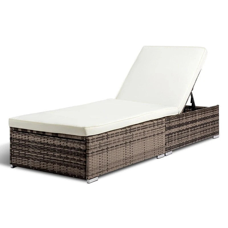 Chaise longue individuelle en osier d'extérieur avec coussin