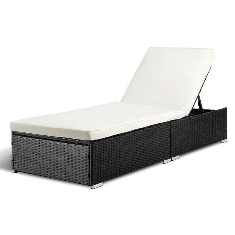 Chaise longue individuelle en osier d'extérieur avec coussin