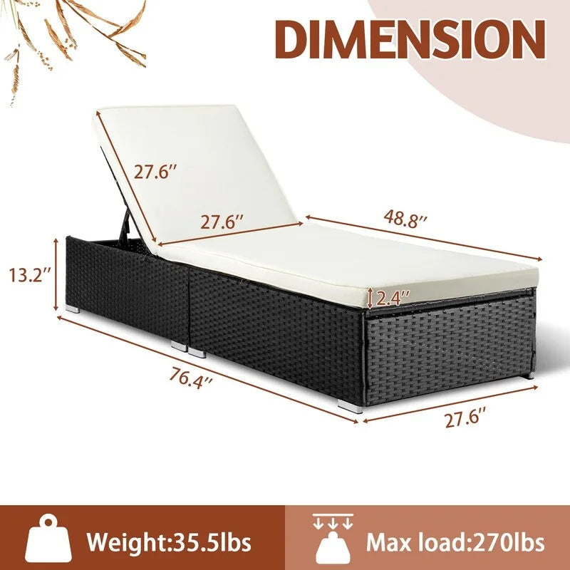 Chaise longue individuelle en osier d'extérieur avec coussin