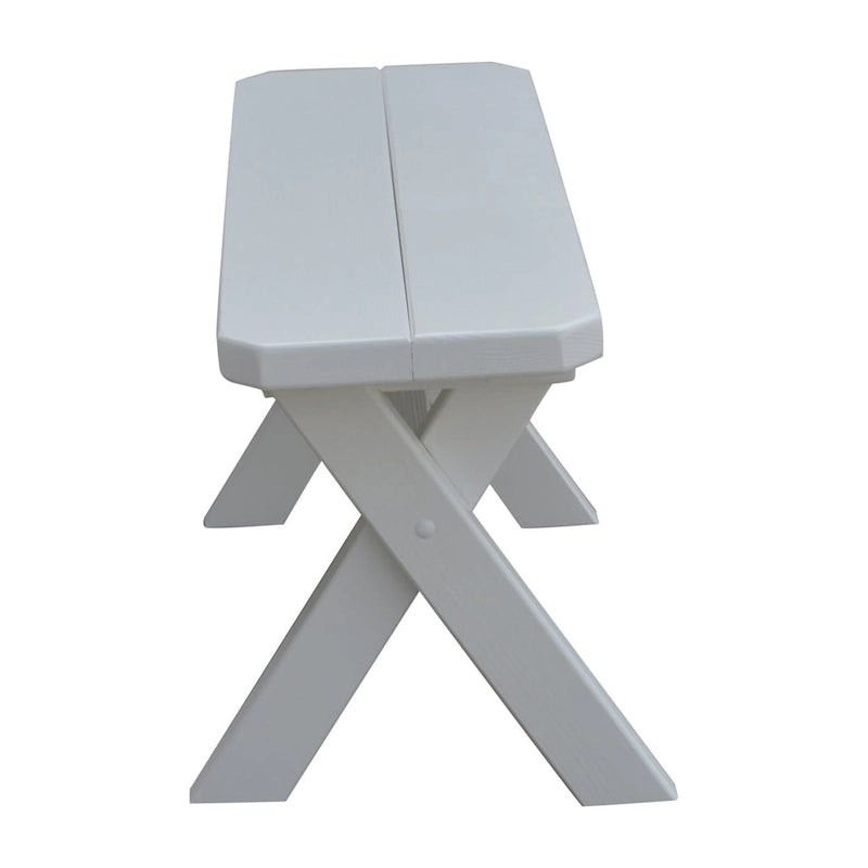 Banc à pieds croisés en pin de 90 cm