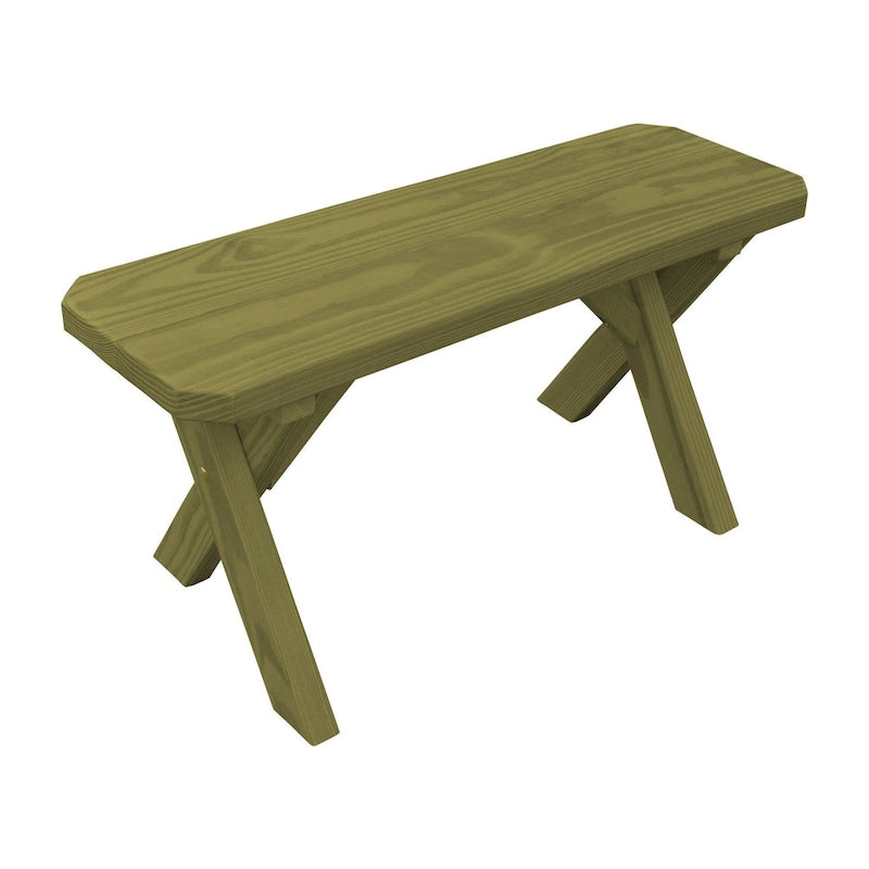 Banc à pieds croisés en pin de 90 cm