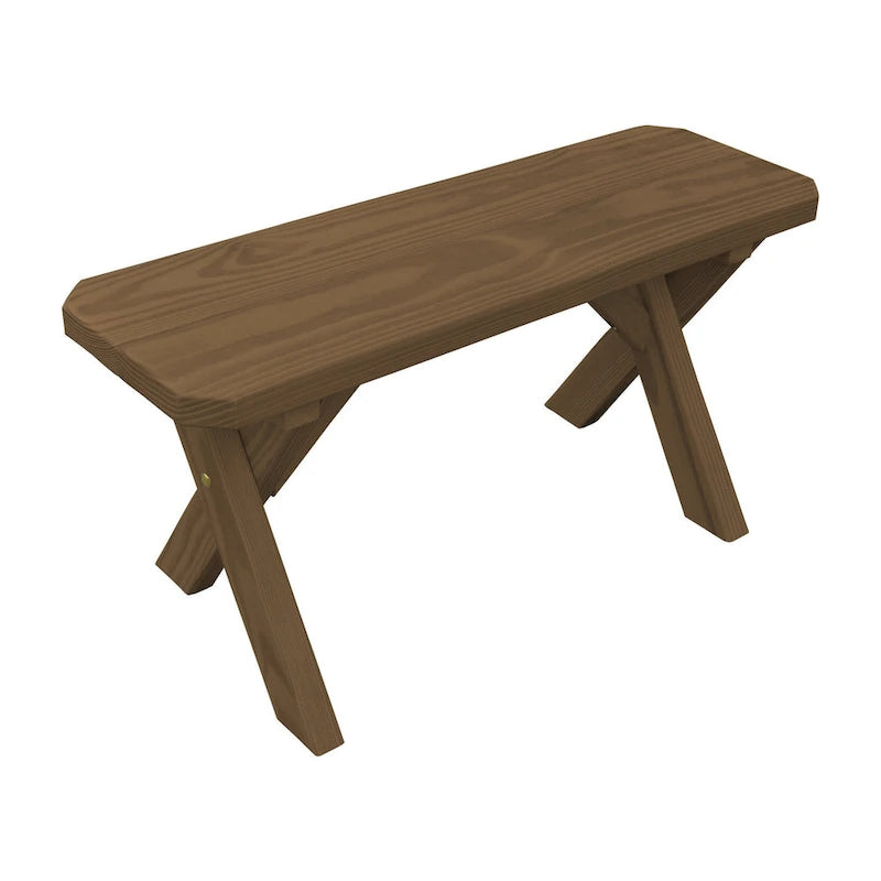 Banc à pieds croisés en pin de 90 cm