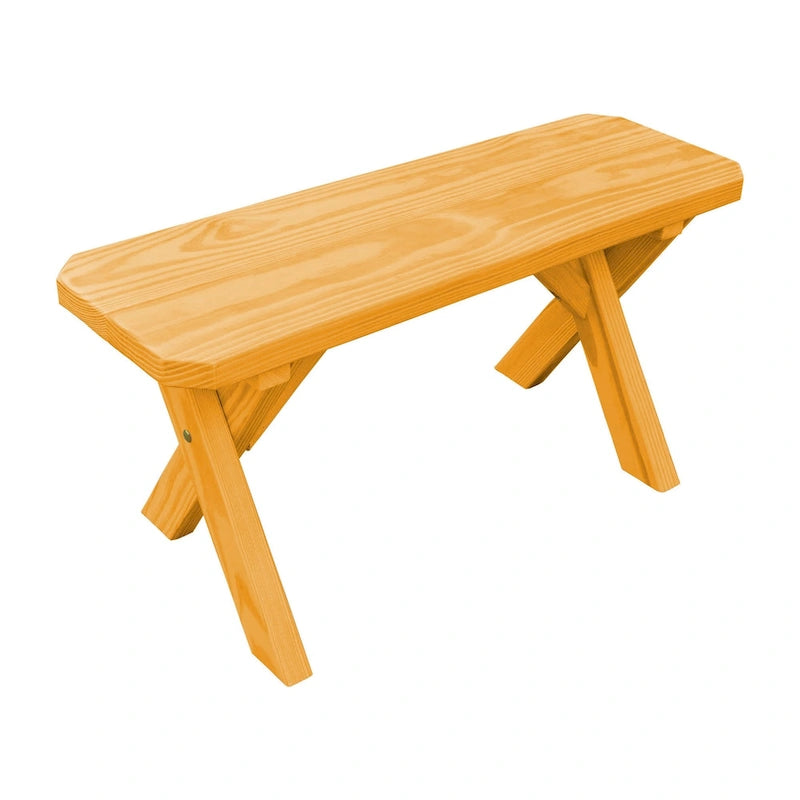Banc à pieds croisés en pin de 90 cm