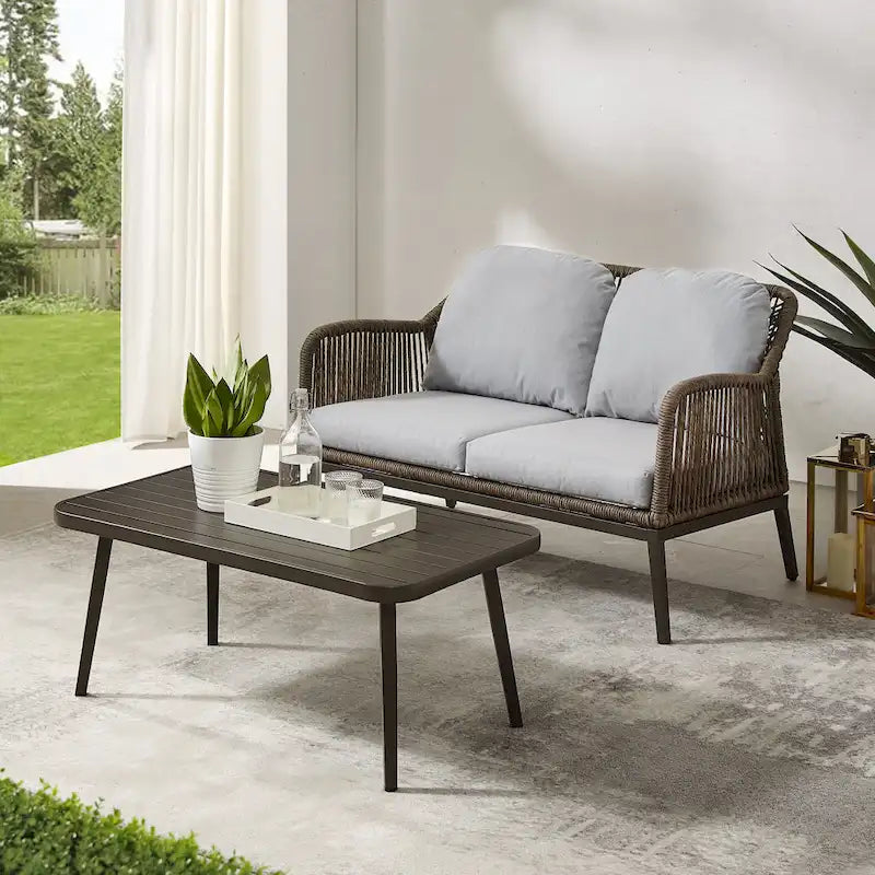 Haven 2Pc Outdoor Wicker Conversation Set - 75D x 48W x 29.75H