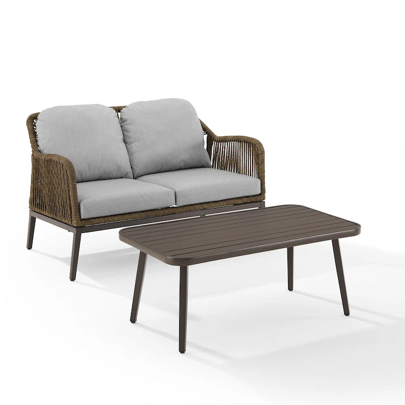 Haven Ensemble de conversation 2 pièces en osier d'extérieur – 75P x 48L x 29,75H
