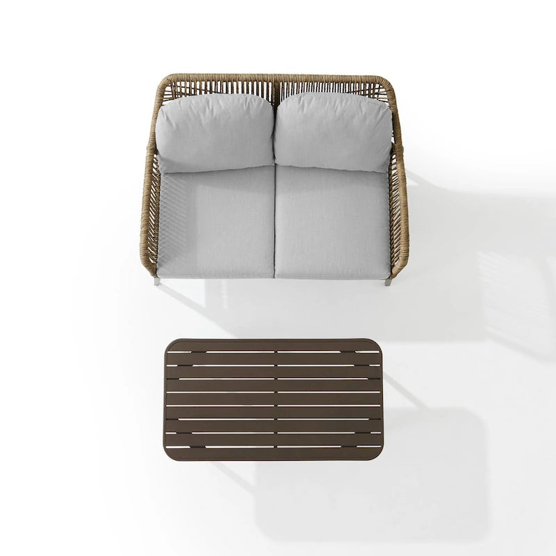 Haven Ensemble de conversation 2 pièces en osier d'extérieur – 75P x 48L x 29,75H