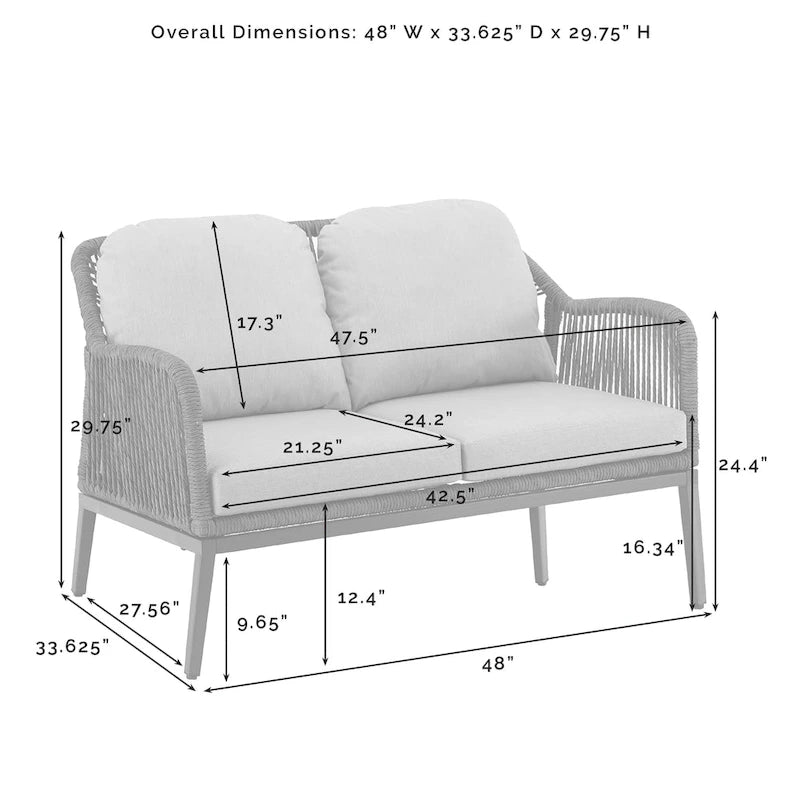 Haven Ensemble de conversation 2 pièces en osier d'extérieur – 75P x 48L x 29,75H