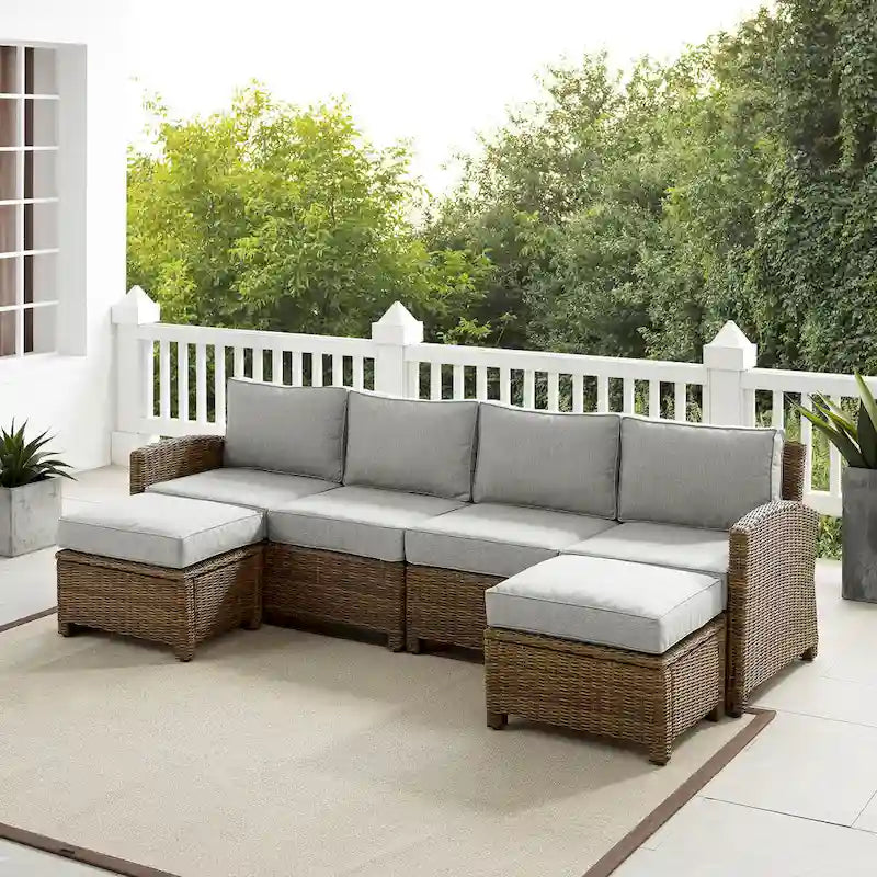 Crosley Bradenton 4Pc Outdoor Wicker Sectional Set - 70.5d x 105.5w x 32.5h