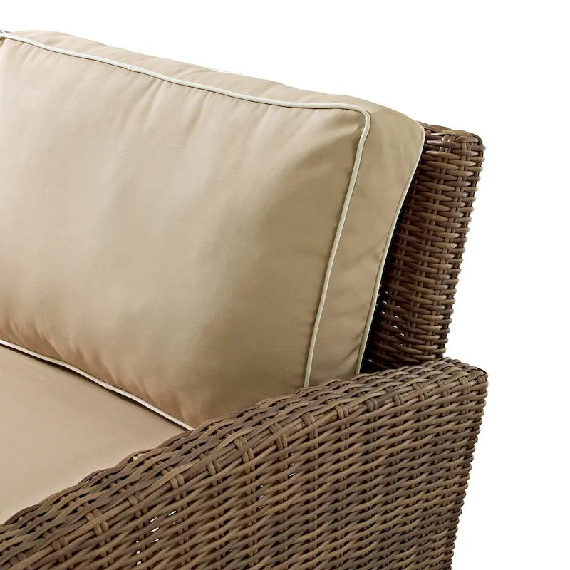 Crosley Bradenton Ensemble de salon de jardin 4 pièces en osier - 70.5p x 105.5l x 32.5h