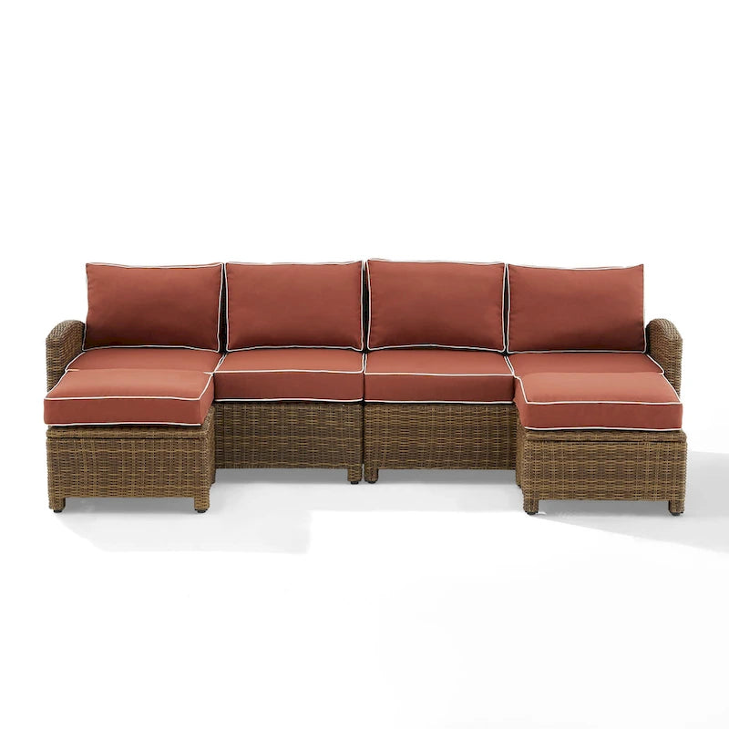 Crosley Bradenton Ensemble de salon de jardin 4 pièces en osier - 70.5p x 105.5l x 32.5h