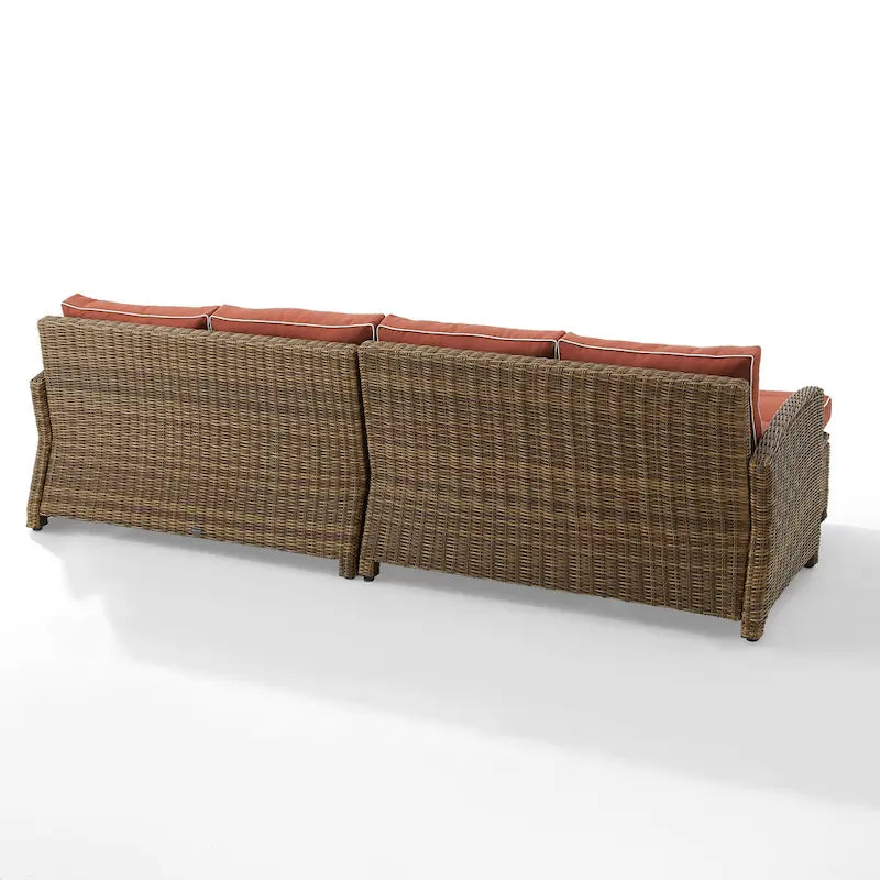 Crosley Bradenton Ensemble de salon de jardin 4 pièces en osier - 70.5p x 105.5l x 32.5h