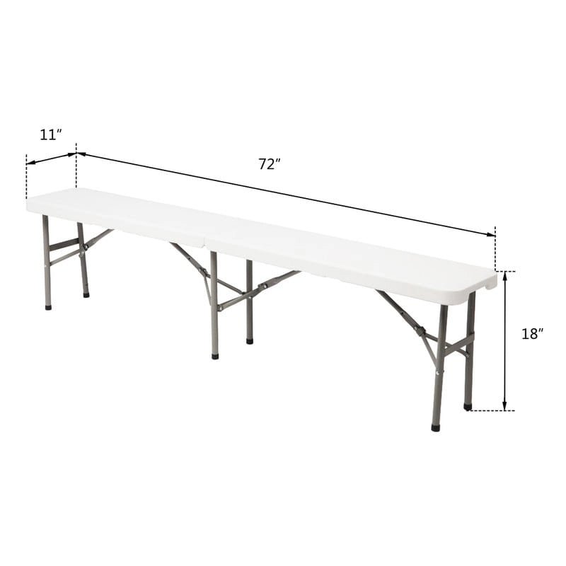 Banc portable d'extérieur en plastique de 1,8 m, idéal pour les fêtes et les pique-niques