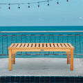 Seven Seas Teak Ocean City Outdoor Teak Wood Patio Backless Bench, 4 Foot