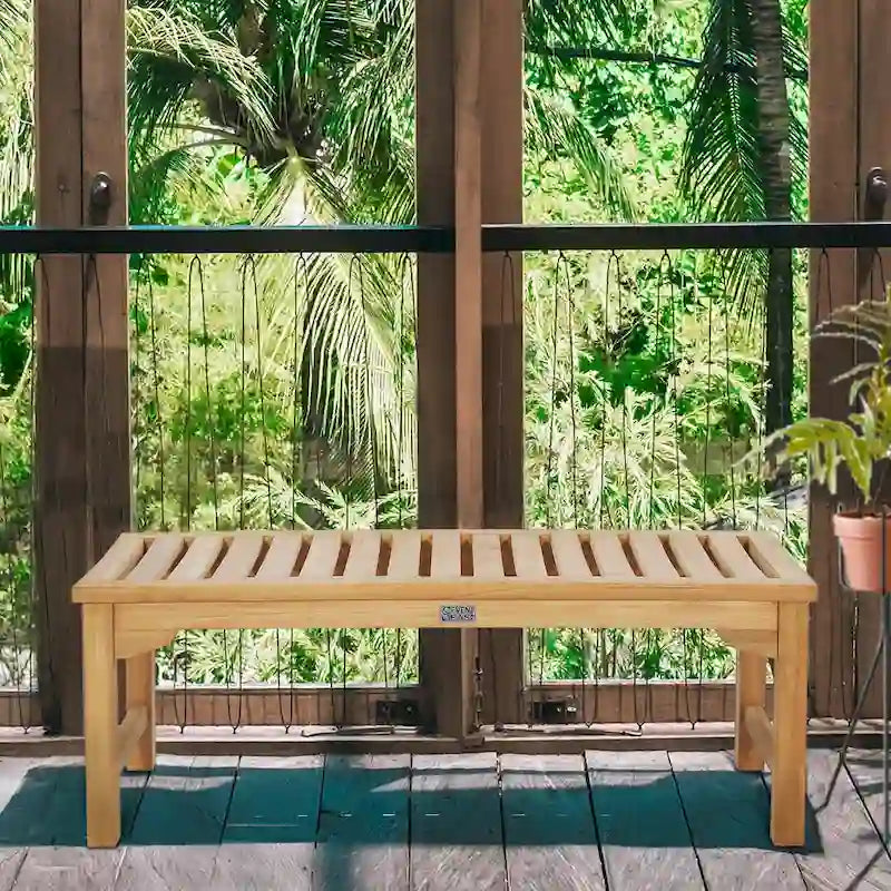 Banc sans dossier en teck pour l'extérieur Seven Seas Teak Ocean City, 1,2 m