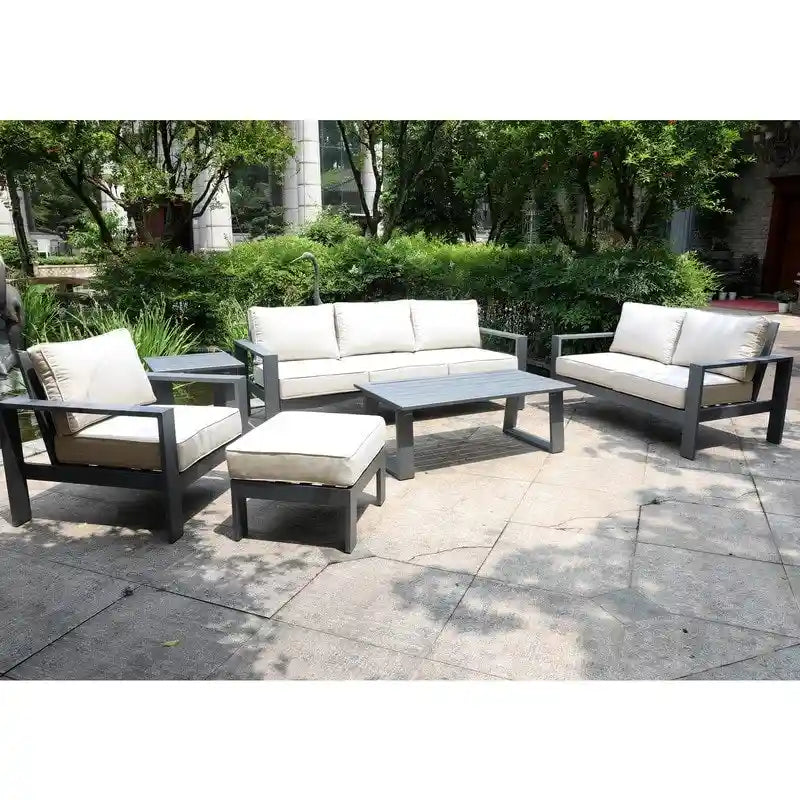 Ensemble de 6 pièces de patio Katalla en aluminium avec table basse par Havenside Home