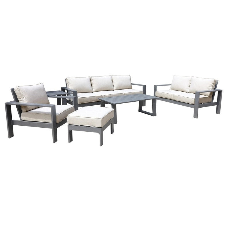 Ensemble de 6 pièces de patio Katalla en aluminium avec table basse par Havenside Home