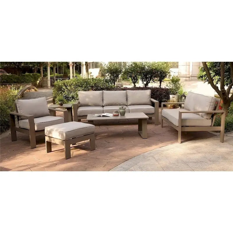 Ensemble de 6 pièces de patio Katalla en aluminium avec table basse par Havenside Home
