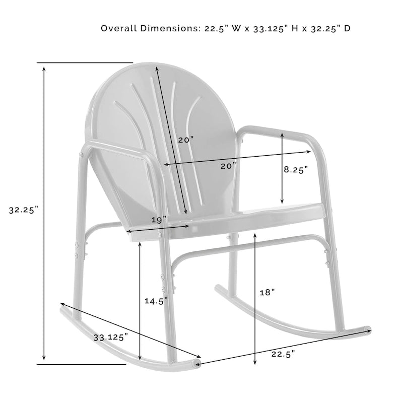 Ensemble de 2 chaises berçantes Crosley Griffith – 32,25H x 22,5l x 33,13P