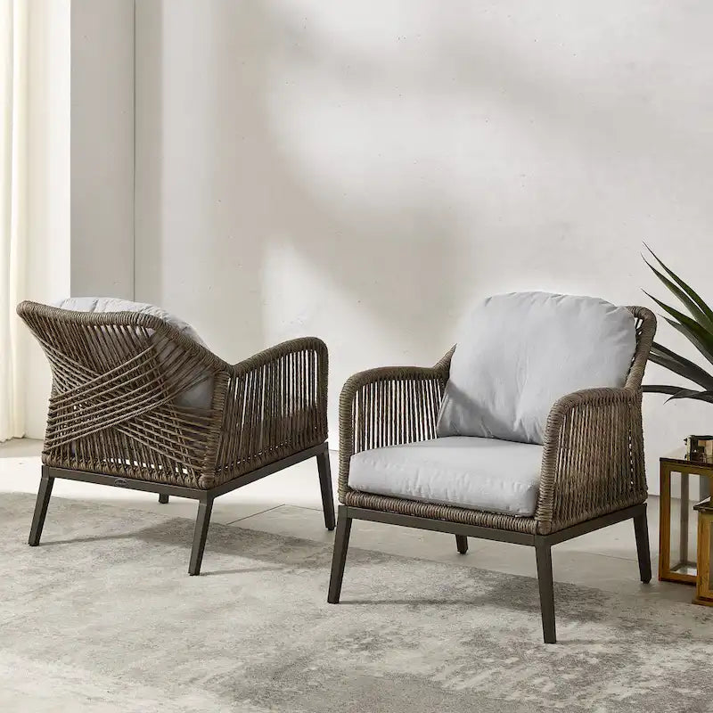 Haven 2Pc Outdoor Wicker Armchair Set - 33.63D x 26.38W x 29.75H