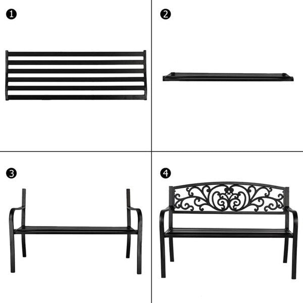 Banc en fer pour jardin, cour ou arrière-cour - N/A