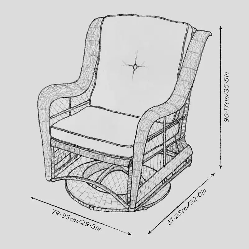 Ensemble de conversation en osier 3 pièces avec fauteuils pivotants Havenside Home
