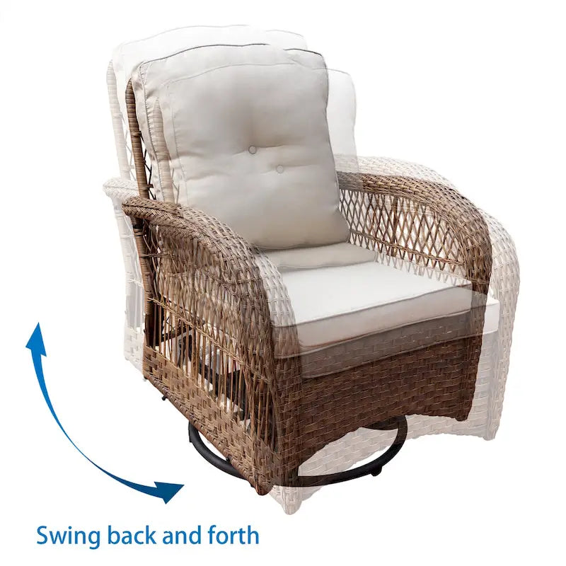 Ensemble de conversation en osier 3 pièces avec fauteuils pivotants Havenside Home