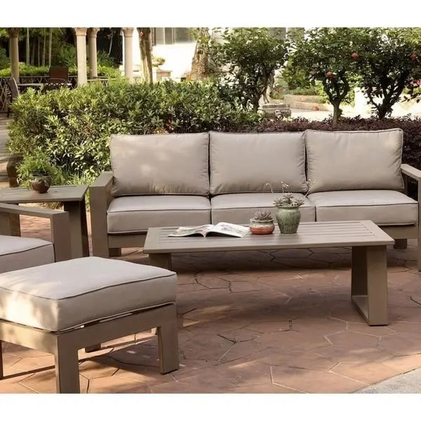 Ottoman d'extérieur Katalla avec coussin par Havenside Home - (l) 66 cm x (h) 30 cm x (p) 66 cm