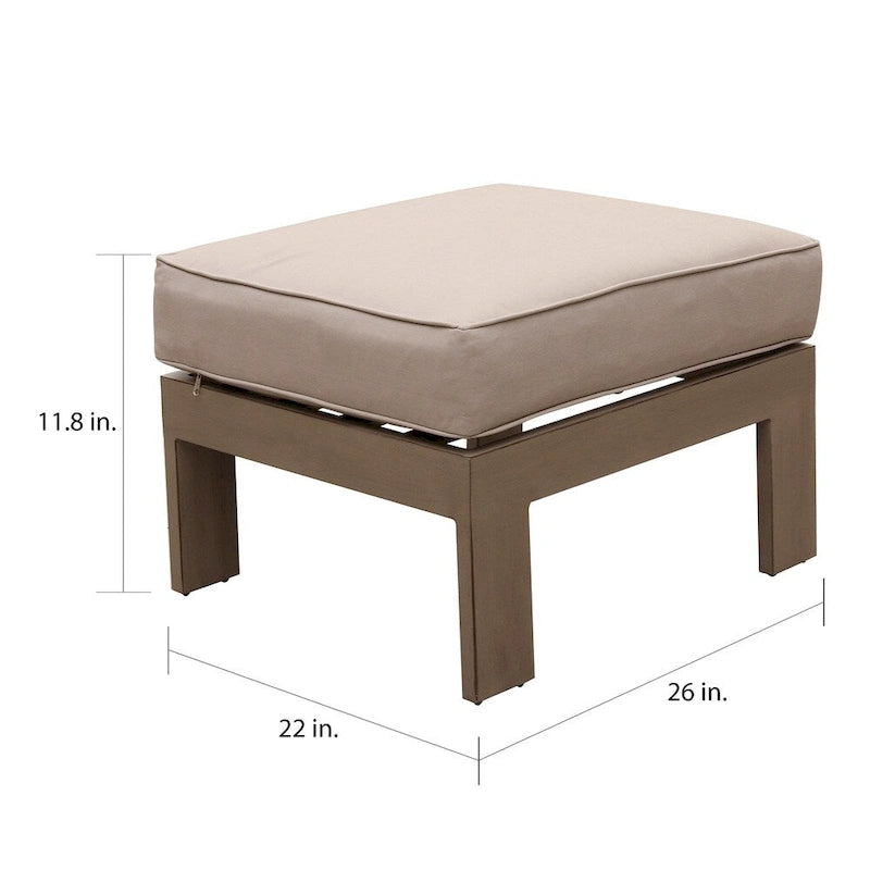 Ottoman d'extérieur Katalla avec coussin par Havenside Home - (l) 66 cm x (h) 30 cm x (p) 66 cm