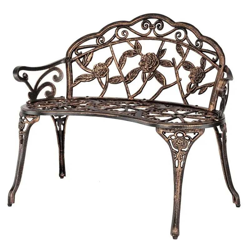 Outdoor Bronze Finish Cast Aluminum Bench - N/A