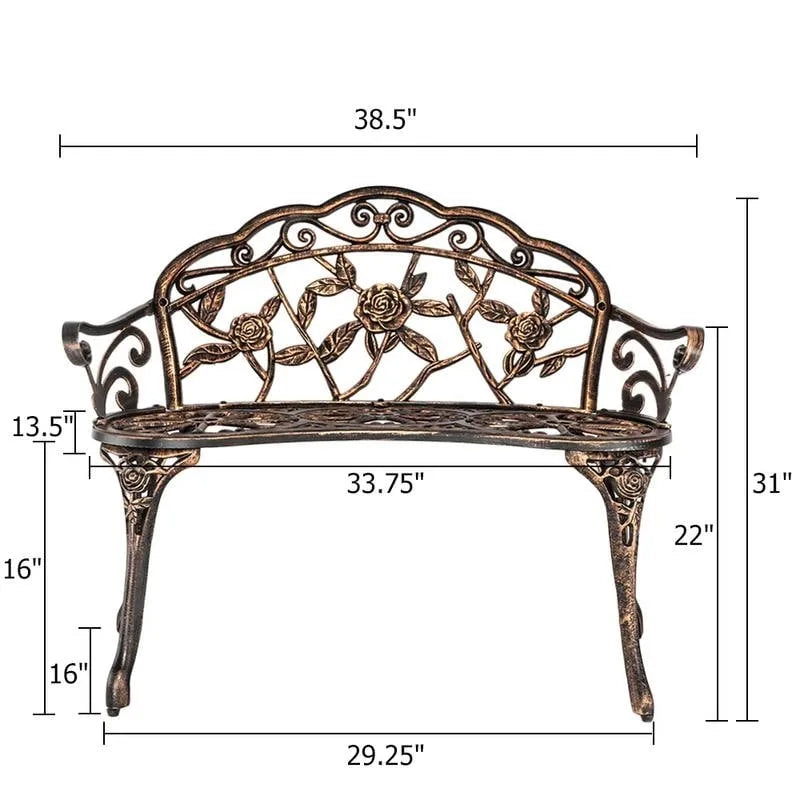 Banc d'extérieur en fonte d'aluminium finition bronze - S/O