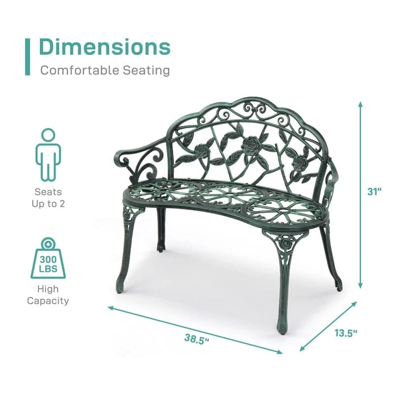 Banc d'extérieur en fonte d'aluminium finition bronze - S/O