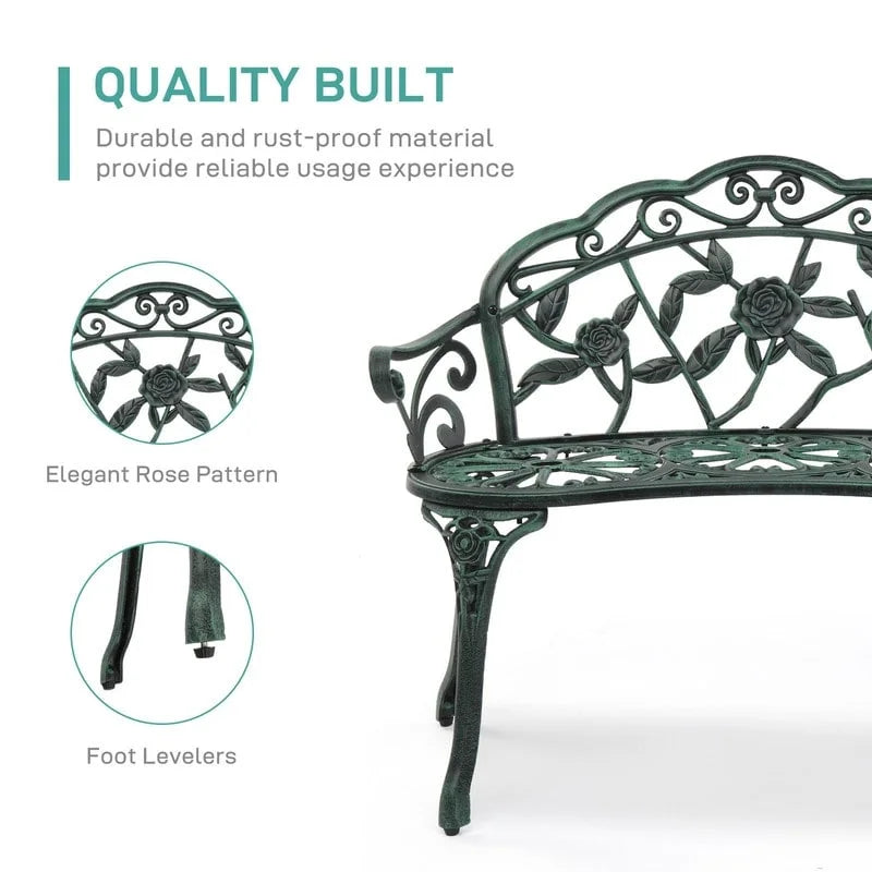 Banc d'extérieur en fonte d'aluminium finition bronze - S/O