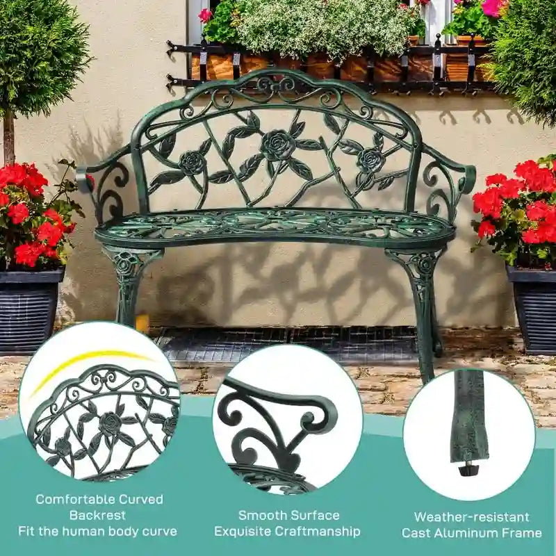 Banc d'extérieur en fonte d'aluminium finition bronze - S/O