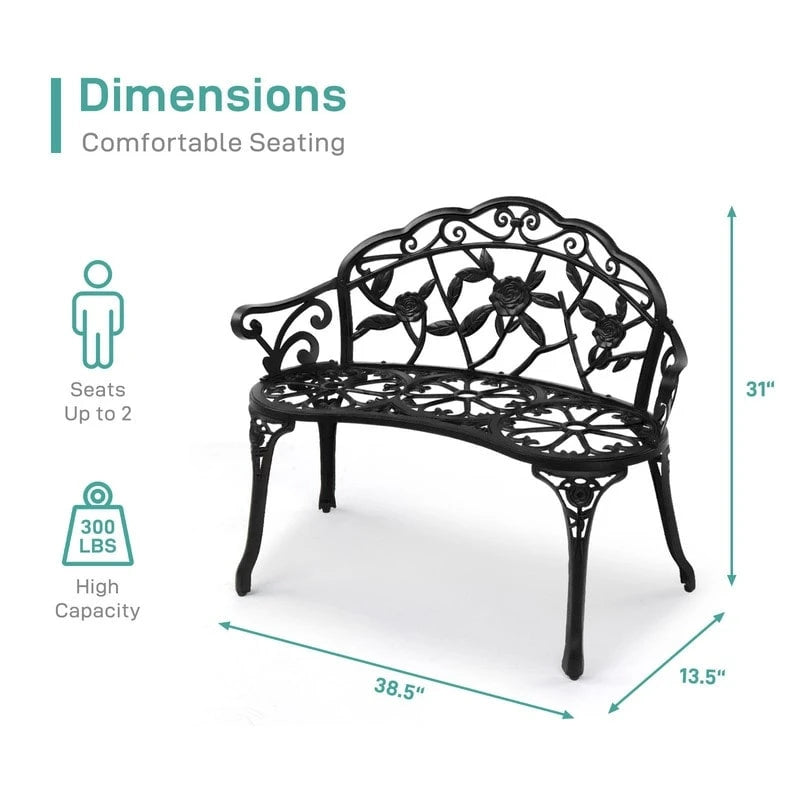 Banc d'extérieur en fonte d'aluminium finition bronze - S/O