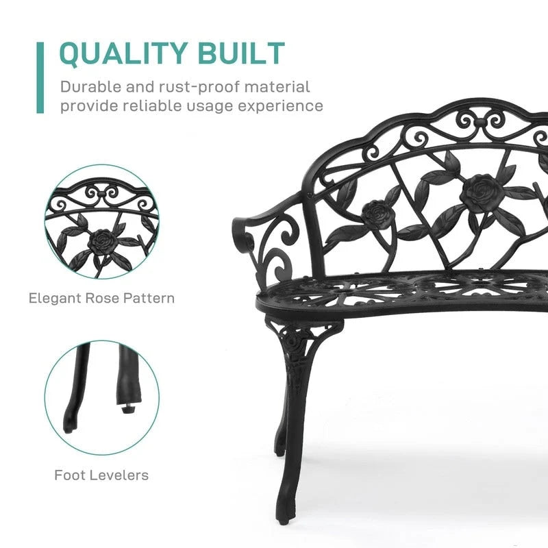 Banc d'extérieur en fonte d'aluminium finition bronze - S/O