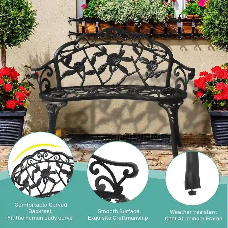 Banc d'extérieur en fonte d'aluminium finition bronze - S/O