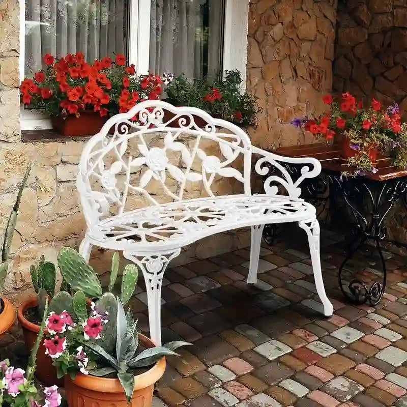 Banc d'extérieur en fonte d'aluminium finition bronze - S/O