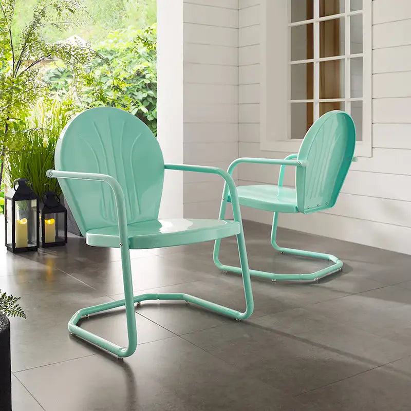 Chaise en métal Crosley Griffith, couleur Aqua