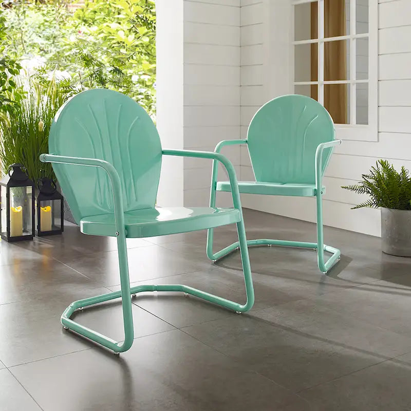 Chaise en métal Crosley Griffith, couleur Aqua