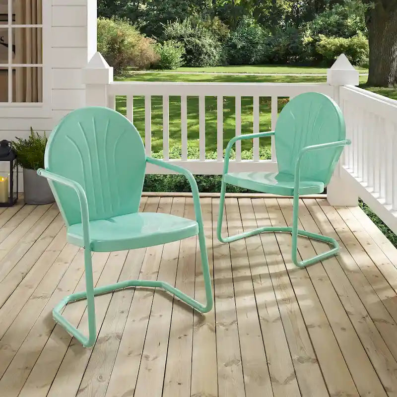 Chaise en métal Crosley Griffith, couleur Aqua