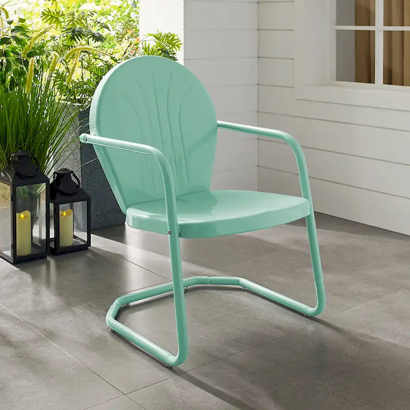Chaise en métal Crosley Griffith, couleur Aqua