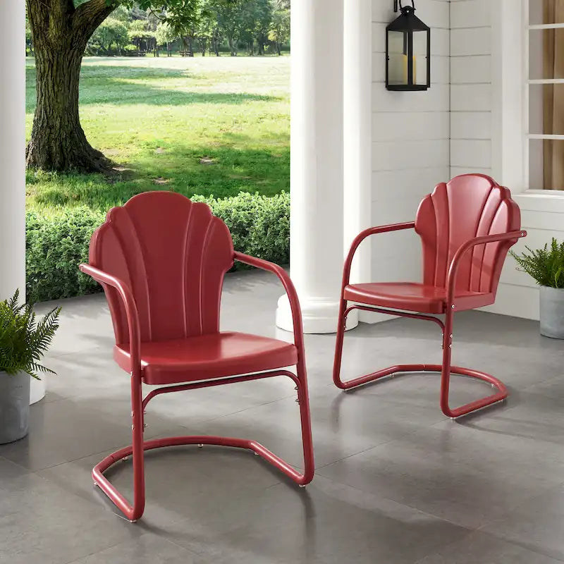 Lot de 2 fauteuils de jardin en métal Crosley Tulip - 24,5 l x 20,5 P x 32,88 H