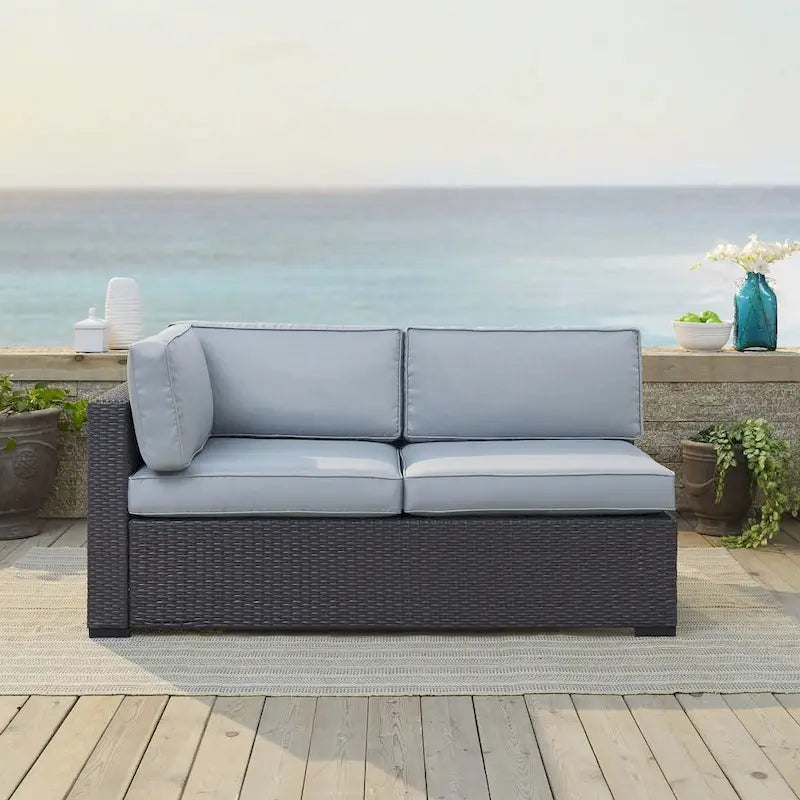 Crosley Biscayne Brown Wicker/ Steel Loveseat with Mist Cushions